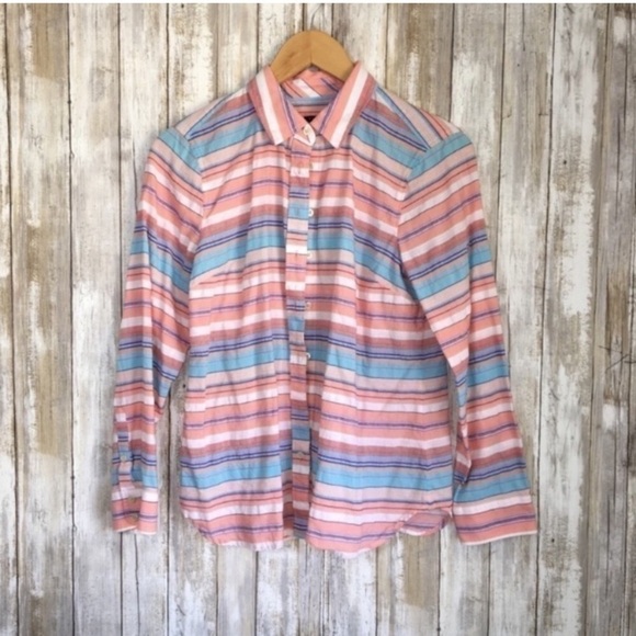 Talbots Pink & Blue Striped Button Down - Picture 1 of 4